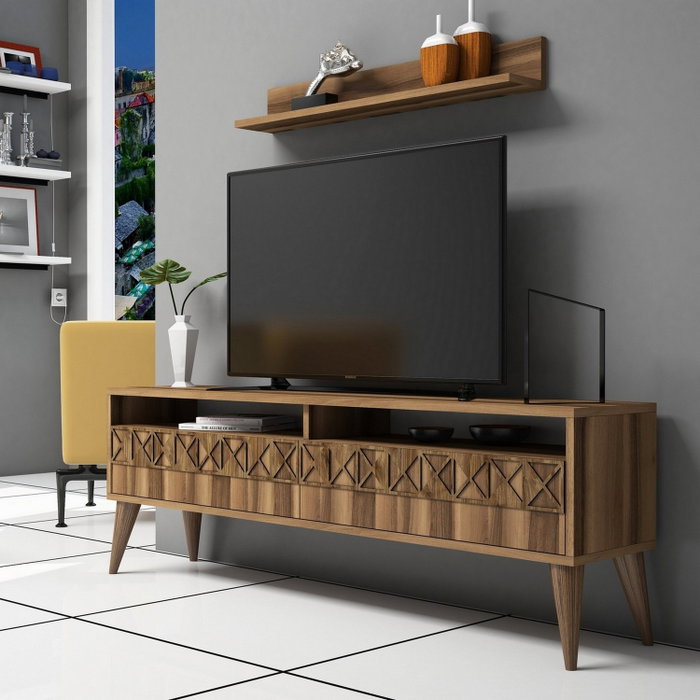 Hanah Home Mueble de TV Line - Walnut Hanah Home Mueble de TV Line - Walnut